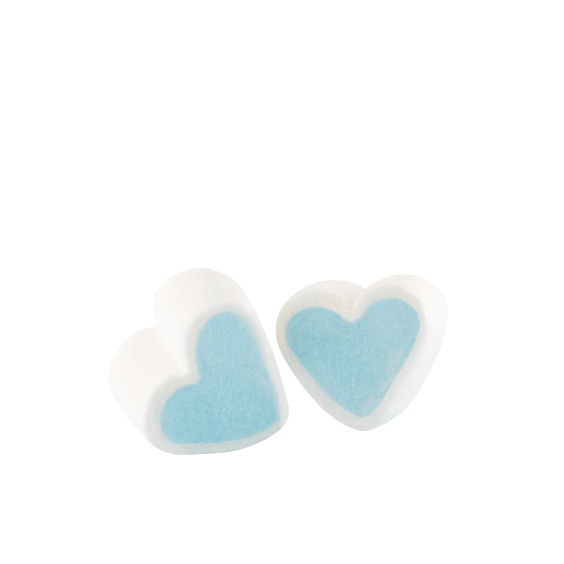 Marshmallow Bulgari Agostino - cuoricini estrusi azzurri