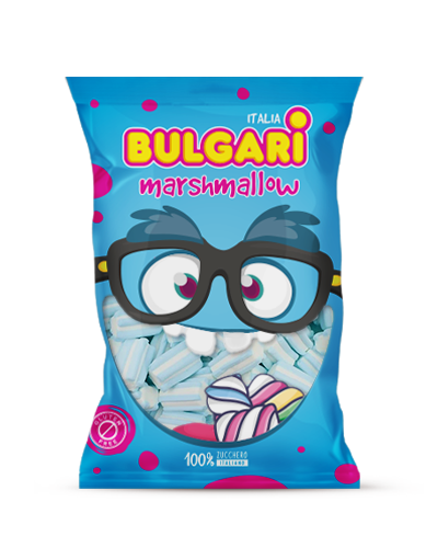 Marshmallow Bulgari Agostino - busta maxi con estruso striato rosa e azzurro