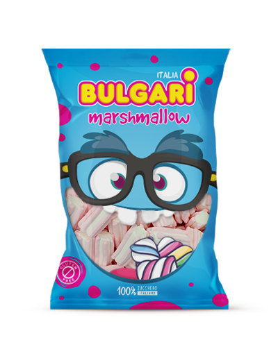 Marshmallow Bulgari Agostino - busta maxi con estruso striato rosa e bianco