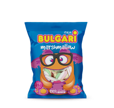 Busta da 150g della linea Bulgari Agostino marshmallow estruso classico