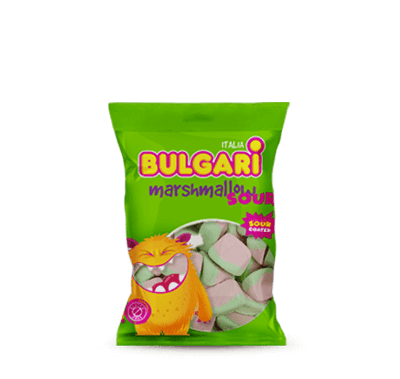 Busta da 75g della linea Bulgari Agostino marshmallow gusto sour